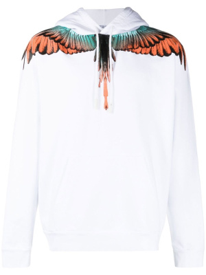 

Wing-print organic-cotton hoodie, Marcelo Burlon County of Milan Wing-print organic-cotton hoodie