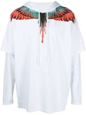 

Bird-print layered hoodie, Marcelo Burlon County of Milan Bird-print layered hoodie