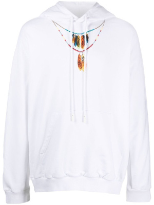 

Feathers Necklace cotton hoodie, Marcelo Burlon County of Milan Feathers Necklace cotton hoodie