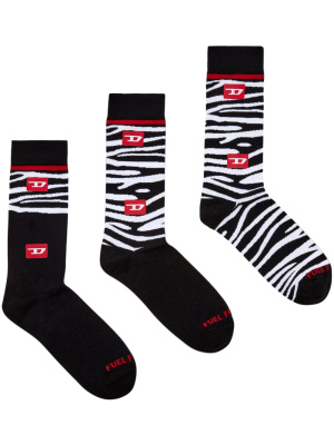

Zebra-print socks pack of three, Diesel Zebra-print socks pack of three