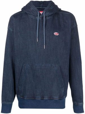 

Logo-patch denim hoodie, Diesel Logo-patch denim hoodie