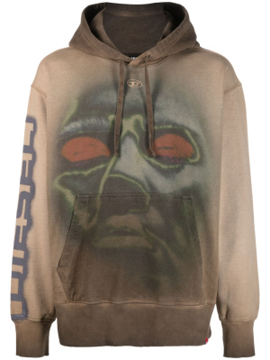 

Logo-embroidered cotton hoodie, Diesel Logo-embroidered cotton hoodie