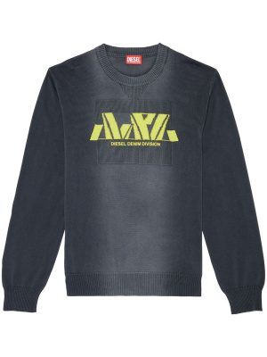 

Intarsia-knit logo cotton jumper, Diesel Intarsia-knit logo cotton jumper