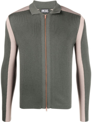 

Ribbed striped zip-up cardigan, Diesel Ribbed striped zip-up cardigan
