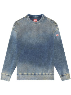 

D-Krib-Ne logo-patch denim sweatshirt, Diesel D-Krib-Ne logo-patch denim sweatshirt