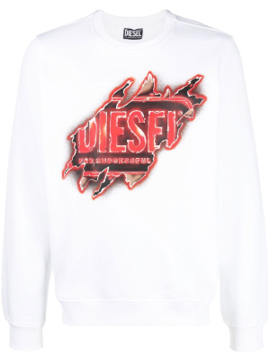 

Ripped logo print sweatshirt, Diesel Ripped logo print sweatshirt