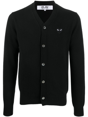 

Fine knit cardigan with logo patch, Comme Des Garçons Play Fine knit cardigan with logo patch