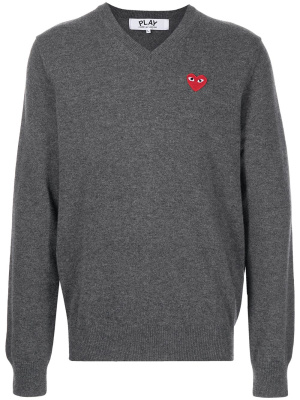 

V-neck knitted heart jumper, Comme Des Garçons Play V-neck knitted heart jumper