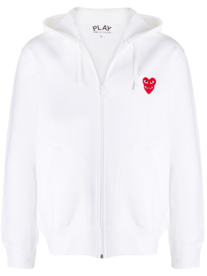 

Embroidered heart zip-front hoodie, Comme Des Garçons Play Embroidered heart zip-front hoodie