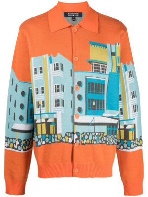

Graphic-print polo-collar cardigan, Billionaire Boys Club Graphic-print polo-collar cardigan