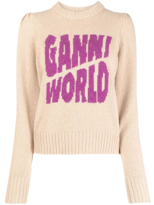

Knitted intarsia-logo jumper, GANNI Knitted intarsia-logo jumper