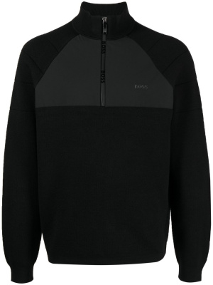 

Logo-print half-zip jumper, BOSS Logo-print half-zip jumper