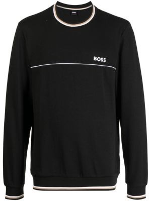 

Logo-embroidered stripe-trim sweatshirt, BOSS Logo-embroidered stripe-trim sweatshirt