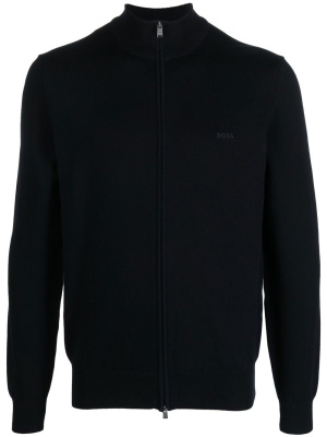 

Logo-embroidered zip-front cardigan, BOSS Logo-embroidered zip-front cardigan
