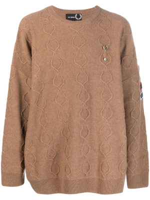 

Logo-patch oversized jumper, Raf Simons X Fred Perry Logo-patch oversized jumper