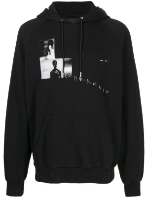 

Chest logo-print detail hoodie, HELIOT EMIL Chest logo-print detail hoodie
