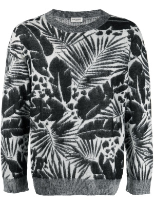 

Foliage-pattern crew neck jumper, Saint Laurent Foliage-pattern crew neck jumper