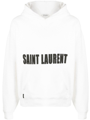 

Logo-print textured hoodie, Saint Laurent Logo-print textured hoodie