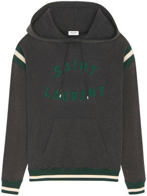

Logo-patch cotton hoodie, Saint Laurent Logo-patch cotton hoodie