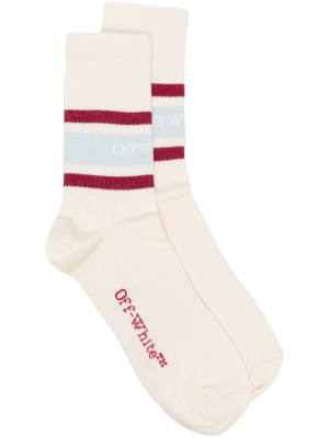 

Logo-intarsia stripped ribbed socks, Off-White Logo-intarsia stripped ribbed socks