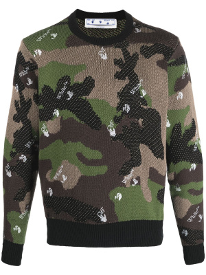 

Camouflage-print intarsia-knit jumper, Off-White Camouflage-print intarsia-knit jumper