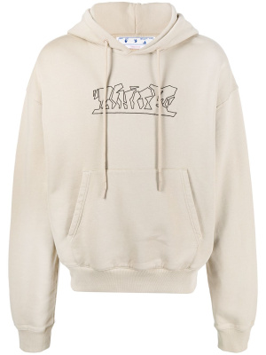 

Logo-embroidered cotton hoodie, Off-White Logo-embroidered cotton hoodie