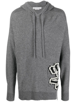 

Intarsia-knit hoodie, Off-White Intarsia-knit hoodie