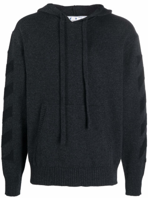 

Diagonal stripe pattern knitted hoodie, Off-White Diagonal stripe pattern knitted hoodie