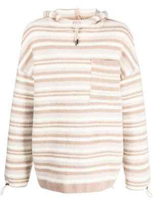 

Striped-pattern oversized knitted hoodie, Jacquemus Striped-pattern oversized knitted hoodie