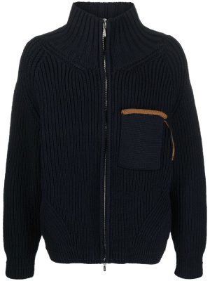 

Contrast-line high-neck cardigan, Jacquemus Contrast-line high-neck cardigan
