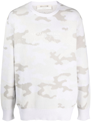 

Camouflage-pattern logo-print jumper, 1017 ALYX 9SM Camouflage-pattern logo-print jumper