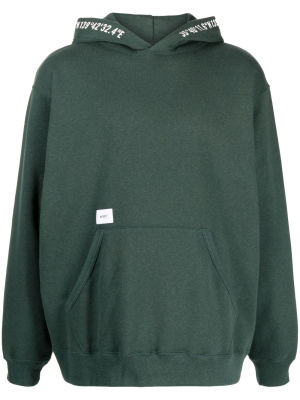 

Logo-patch crossbone-print hoodie, WTAPS Logo-patch crossbone-print hoodie