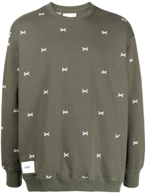 

Crossbone-embroidered crew neck sweatshirt, WTAPS Crossbone-embroidered crew neck sweatshirt