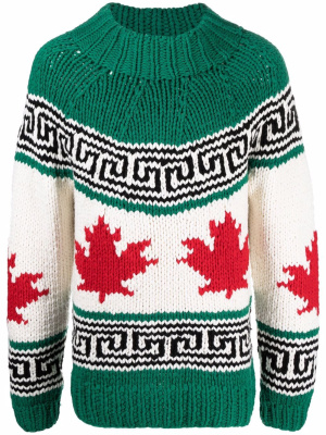 

Intarsia-knit mock-neck jumper, Dsquared2 Intarsia-knit mock-neck jumper