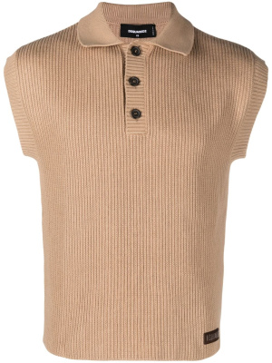 

Ribbed-knit polo top, Dsquared2 Ribbed-knit polo top