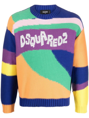 

Intarsia-knit cotton jumper, Dsquared2 Intarsia-knit cotton jumper
