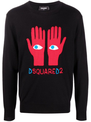 

Eyes on hands knitted jumper, Dsquared2 Eyes on hands knitted jumper