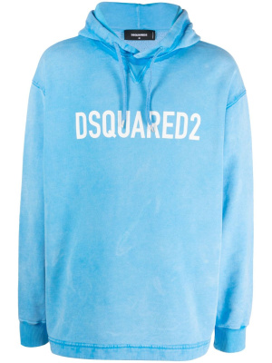 

Logo-print jersey-fleece hoodie, Dsquared2 Logo-print jersey-fleece hoodie