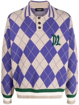 

Argyle check polo collar jumper, Dsquared2 Argyle check polo collar jumper