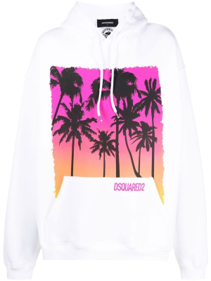 

Palm-tree print cotton hoodie, Dsquared2 Palm-tree print cotton hoodie