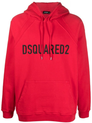 

Raised-logo drawstring hoodie, Dsquared2 Raised-logo drawstring hoodie
