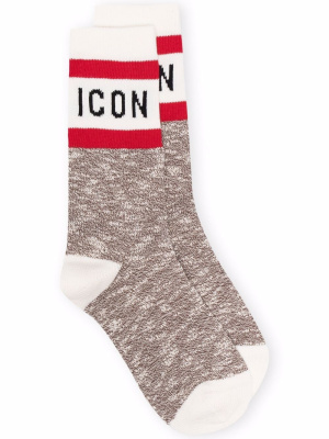 

Icon-intarsia knitted socks, Dsquared2 Icon-intarsia knitted socks