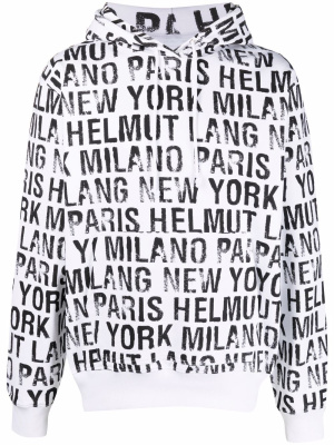 

Logo-print cotton hoodie, Helmut Lang Logo-print cotton hoodie