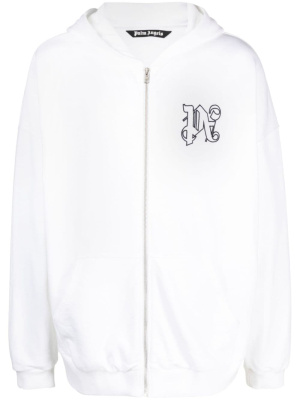 

Monogram-embroidered cotton hoodie, Palm Angels Monogram-embroidered cotton hoodie