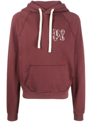 

Monogram-embroidered cotton hoodie, Palm Angels Monogram-embroidered cotton hoodie