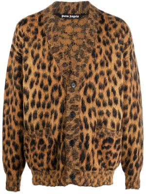 

Leopard-print knitted cardigan, Palm Angels Leopard-print knitted cardigan
