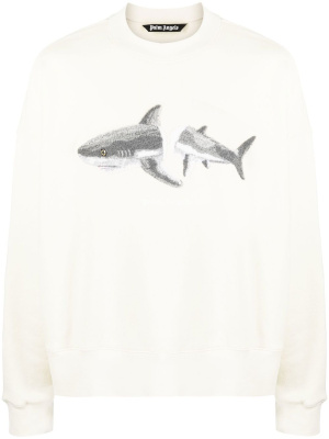 

Shark-print crew-neck sweatshirt, Palm Angels Shark-print crew-neck sweatshirt