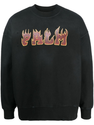 

Logo Flames cotton sweatshirt, Palm Angels Logo Flames cotton sweatshirt