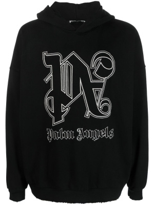

Logo-embroidered cotton hoodie, Palm Angels Logo-embroidered cotton hoodie