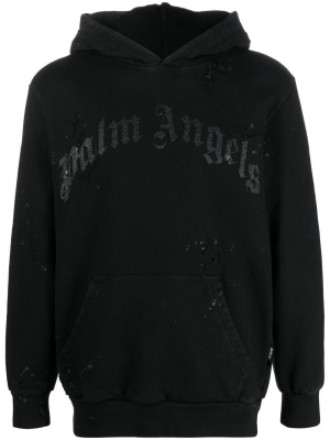 

Logo-print distressed hoodie, Palm Angels Logo-print distressed hoodie